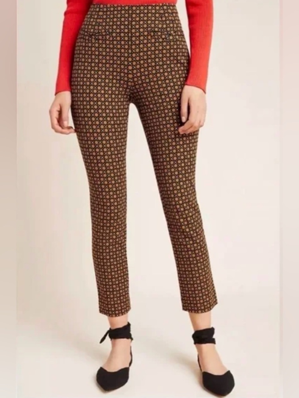 Anthropologie The Essential Slim Trousers with Geometric Print Size 0